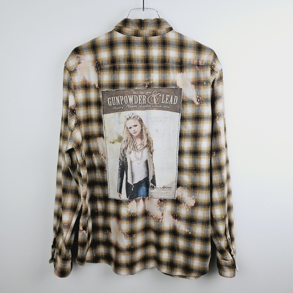 Tops - Miranda Lambert Gunpowder & Lead Bleached Flannel Button Front Shirt